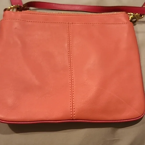 Vintage Coach mini crossbody leather fushia / salmon pink contrast - Picture 3 of 10